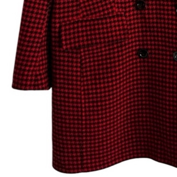 Veronica Beard Senna Wool Cashmere Red Black Houndstooth Double Breasted Coat - Picture 11 of 15